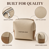 Pochette cosmétique en cuir PU imperméable avec logo personnalisé, petite, en forme de boîte, sac de maquillage de voyage, organiseur de toilette portable, étui de rangement
