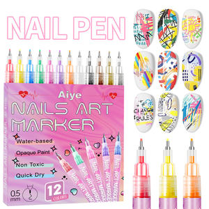OEM 12 colores punta fina Nail Doodle Art Pens Point Graffiti Dotting Dibujo Pintura Nail Liner Pen Nail Rotulers - Product Image 1