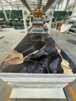 Nouvelle conception de panneau mural en PVC imperméable, feuille de marbre avec revêtement UV pour la décoration murale