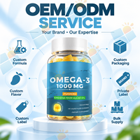 Gummies d'oméga-3 aux algues OEM ODM 1000mg EPA DHA saveur curcuma mangue sans sucre, remplis de liquide, marque privée, fabricant en gros
