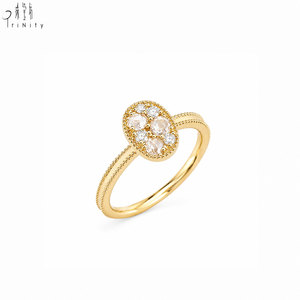Bague en or jaune massif 18 carats avec diamant naturel taille rose vintage, sertie de milgrain, empilable, bijoux fins pour femme, vente en gros - Product Image 3