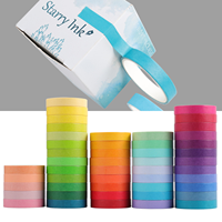 Ruban adhésif acrylique double face lavable de 75 mm, activé par l'eau, 5 m, pour 48 couleurs unies et imprimées arc-en-ciel, pour journal créatif DIY