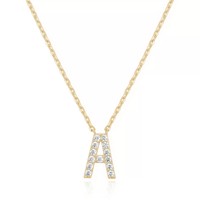 Collar con Inicial Personalizada, Plata de Ley S925, Chapado en Oro de 18K, Colgante con 26 Letras de la A a la Z, Joyería Minimalista con Circonitas, Regalo