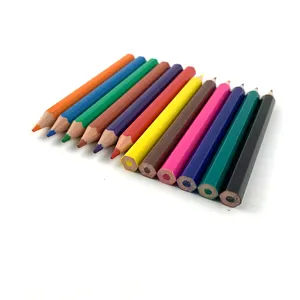 Juego de lápices de 12 colores sin madera para bocetos escolares de 3,5 pulgadas de fábrica en caja de papel de Color