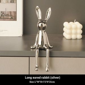 European Long Earrs Rabbit Bear Sculpture Art Decoration Minimalist Design Exhibition Hall Wine <b>Cabinet</b> Handicraft Ornament - Product Image 4