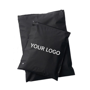 <strong>Custom</strong> Logo Printing Slide Matte Frosted Zipper <strong>Plastic</strong> Bags Black Clothing Tshirt Poly <strong>Zip</strong> Bag With Own Logo - Product Image 1