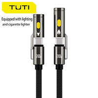Kabel Pengisian Cepat OEM 240w 4-in-1 Tipe-C ke Tipe-C dengan Fungsi Senter, Dapat Menyalakan Rokok