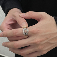 VAF *WOW* Bague en acier inoxydable en forme d'œil creux avec liquide