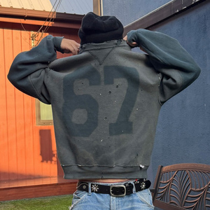 <span class=keywords><strong>Felpe</strong></span> Oversize Vintage Personalizzate <span class=keywords><strong>con</strong></span> Lavaggio Acido e Collo Tondo per Uomo, <span class=keywords><strong>Felpe</strong></span> Unisex in Cotone Pesante <span class=keywords><strong>con</strong></span> Schizzi di Vernice - Product Image 1