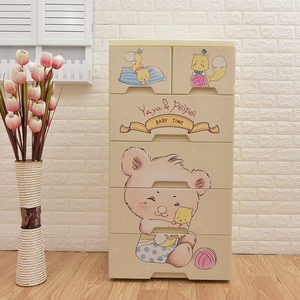 Cajón de plástico de dibujos animados con cerradura, gabinete de almacenamiento de <span class=keywords><strong>5</strong></span> capas, nuevo estilo, 2022 - Product Image 1