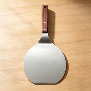 Stainless Steel Foldable Round Pizza Spatula With Wooden Handle Large Size for Cake Safe Transfer Metal <b>Baking</b> Tools - Product Image 1