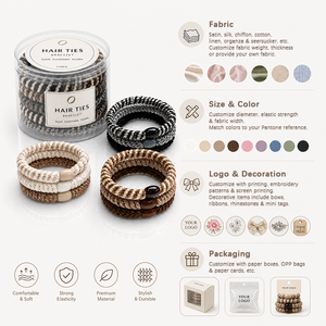 Vente en gros d'élastiques à cheveux tissés colorés avec une bande élastique résistante pour femmes et filles, pour queue de cheval et coiffure quotidienne - Product Image 2