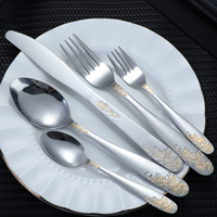 Ensemble de couverts de luxe en acier inoxydable 410 poli miroir, couteau de table, cuillère à dessert, cuillère à café pour hôtel et restaurant