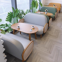 Style nordique du sud-est asiatique en bois massif rotin café boutique canapé stand Table ensemble cuir Durable Commercial Restaurant meubles