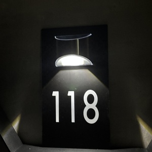 Modern Solar Powered Hot Selling Home Decor POD Acrylic Solar Doorplate Metal Printing <b>Light</b> House Number Sign - Product Image 6
