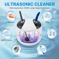 Nettoyeur de prothèses dentaires électrique personnalisable 45 kHz UV 4 modes, machine de nettoyage ultrasonique pour appareils dentaires