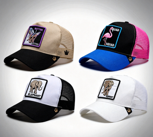<span class=keywords><strong>Casquette</strong></span> Trucker 5 Panneaux Haute Qualité avec Patch Animal, Dos en Maille, Broderie Logo Personnalisé, Fermeture <span class=keywords><strong>Snapback</strong></span> Réglable, Style Sportif et Respirant - Product Image 1