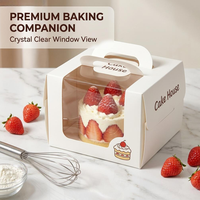 Boîte à gâteau personnalisée imprimée avec motif fraise, boîte de transport pour gâteau, boîte d'emballage pour gâteau d'anniversaire avec poignée, boîte en papier kraft