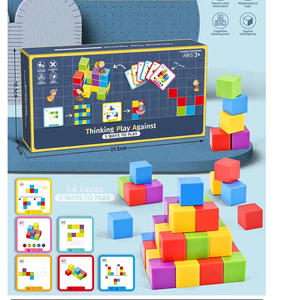 Mantıksal düşünme matematik sorunları için küp sınır ötesi istifleme bulmaca kurulu oyunu için gökkuşağı oyuncak inşaat blokları - Product Image 2