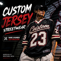 Maillot de sport personnalisé pour homme, streetwear, coupe oversize, maille respirante en polyester, sublimation, broderie, nom et numéro, OEM ODM