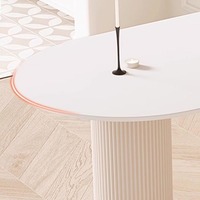 Ensemble de table à manger ovale moderne en ardoise pour 6 chaises, design colonne romaine, écologique et durable, pour la maison et l'hôtellerie