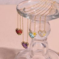 Collar de cristal con marco de espina y corazón SongYi, colgante de flor esmaltada, joyería de moda para mujer, varios colores, venta al por mayor
