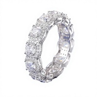 Nouveautés Bagues Blingdiam Karats R9065 en Moissanite et Argent Sterling 925, style Hip Hop, unisexe, serties de pierres précieuses, forme anneau, qualité GRA