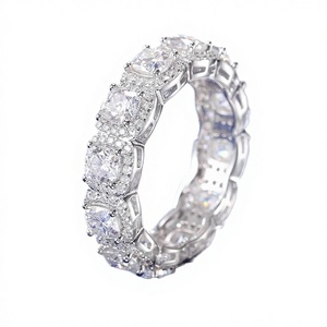 New Arrivals Blingdiam Jewelry R9065 Moissanite 925 Sterling Silver Iced Out Hip Hop Unisex Gemstone Rings Hoop Ring Round Cut - Product Image 3