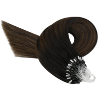 Extensions de cheveux humains brésiliens Remy lisses non traités à micro-anneaux, double épaisseur, 14-24 pouces, vente en gros