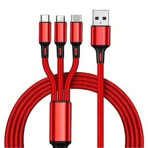 สายชาร์จเร็ว3 in 1สำหรับโทรศัพท์ Micro USB Type C สายชาร์จ USB หลายพอร์ต - Product Image 1