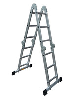 Échelle pliante multifonctionnelle en alliage d'aluminium pour la maison, portable, réglable en hauteur, échelle droite en A à quatre sections
