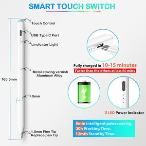 ปากกาสไตลัส DIHAO DHZP010EA สำหรับ Pencil รุ่นที่ 2 พร้อมไฟ LED แม่เหล็กในตัว รองรับการวาดแบบ Capacitive ตรวจจับมุมเอียง สำหรับ iPad - Product Image 6