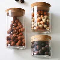 Récipients de stockage en verre avec couvercles, bocaux en verre avec couvercles en bambou, pot de stockage alimentaire transparent pour pâtes, farine, riz, thé et café