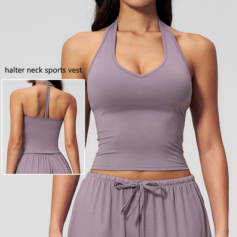 Brushed Yoga Vest V-shaped Tight-fitting Back Sports Women's Underwear Running Exercise Fitness Top Custom LOGO