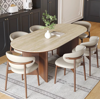 Ensemble de salle à manger contemporain et pratique, design ovale peu encombrant, application multi-scènes, table et chaises de cuisine