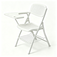 Silla de Entrenamiento Plegable con Tableta de Escritura, Silla de Conferencia Apilable con Estructura Metálica para Hotel, Salón Multifuncional
