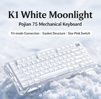 Clavier de jeu K1 Professional Edition 75% sans fil 2,4 GHz/filaire, clavier mécanique à montage Gasket, échangeable à chaud, tri-mode