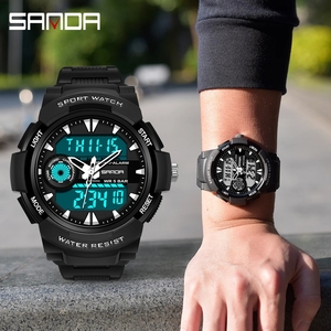 Gran oferta SANDA 6002, reloj Digital de moda para hombre, relojes de pulsera dobles impermeables a prueba de golpes, reloj despertador LED Chrono, relojes para hombre 2025 - Product Image 2