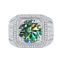 8 bagues pour hommes en argent sterling 925 plaqué or blanc, coupe ronde, 2 carats, VVS GRA, moissanite colorée, bijoux avec certificat