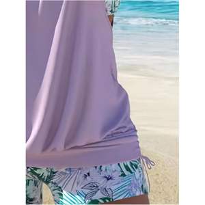 Ensemble de maillot de bain tankini pour femme personnalisé, col en V, imprimé tropical, short taille haute, maillot de bain deux pièces extensible - Product Image 4