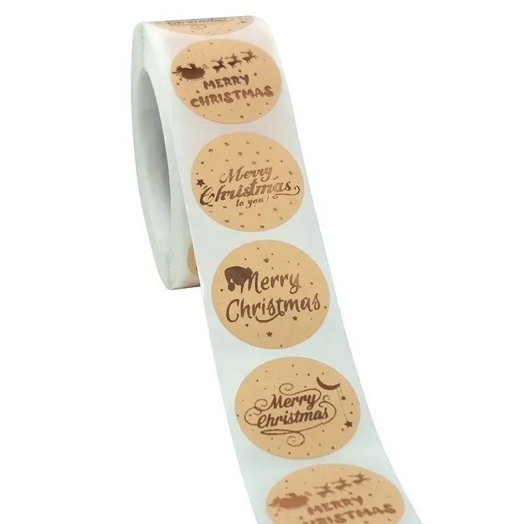 Wholesale Custom Logo Gold Stamping Christmas Stickers Labels Roll