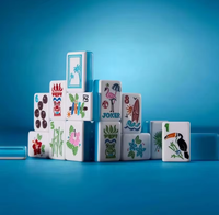 Blaues Amerikanisches Mahjong-Set, Elegante Acryl-Steine, Trendiges Urlaubsgeschenk für Frauen