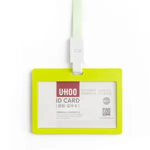 Cordão de cartão personalizado uhoo pp 6611-6612, à prova d'água, moderno, com suporte para cartão de identificação, nome em pvc