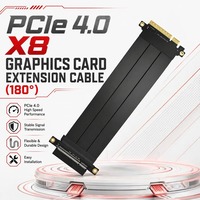 Cable de Extensión para Tarjeta Gráfica PCIe 4.0 X8, Recto de 180 Grados, 64Gbps de Alta Velocidad, Blindado y Flexible, para Chasis de PC