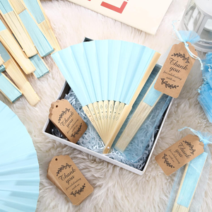 Abanicos Plegables de Papel Hechos a Mano para Regalos de <span class=keywords><strong>Boda</strong></span> Pafu, con Bolsas de Regalo y Tarjetas de Agradecimiento, Juego de Abanicos Plegables de Bambú - Product Image 1