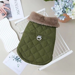 Green Fur-<b>Collar</b> Quilted Vest Winter Warm Coat For Small Dogs And Cats Padded <b>Pet</b> Clothing - Product Image 1