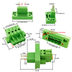 5.08mm Pitch Complete Male & Female Through-Wall Spring Cage <b>Terminal</b> Block Set With Flange, Tool-Free Press Connection - Product Image 3