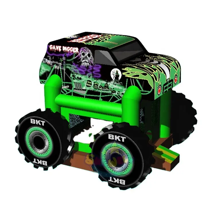 Commercial Inflatable Grave Digger Monster Truck Jumping Castle Car Inflatable Bouncing House For Kids