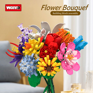 WOMA 11053 OEM ve ODM dekompresyon çocuk MOC gül DIY tuğla seti cadılar bayramı oyuncağı yapı taşları buket çiçekler - Product Image 3