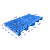 Palette en plastique antidérapante à plateau ouvert, 3 roulettes, dimensions non standard, 1100x2000mm, pour entrepôt, stockage et transport, vente en gros